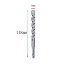 Carbide Masonry Drill Bits Set of 5 (4mm, 5mm, 6mm, 8mm, 10mm) Hex Shank