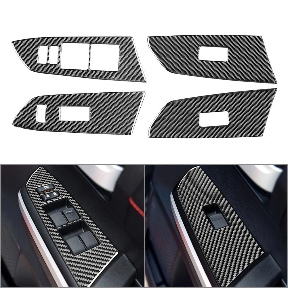 Door Window Lift Switch Cover Trim for Toyota Tundra (2014–2021) RHD Carbon Fiber
