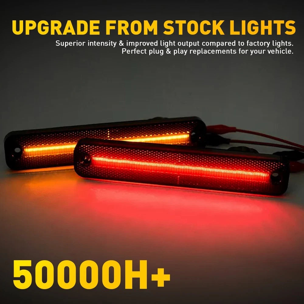 Set of 4 Smoked Amber/Red LED Strip Side Markers for Ford Bronco F-Truck (1973–1979)