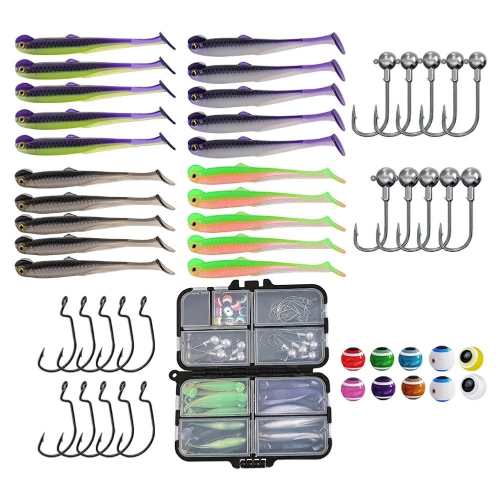 51pcs Soft Fishing Lure Set for Bass Trout