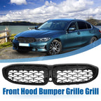 Front Hood Bumper Grille for BMW 330i 330e M340i XDrive (2019–2023) Gloss Black