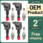 4 Pack Ignition Coils and Spark Plugs for 2006–2008 Honda Fit 1.5L L4