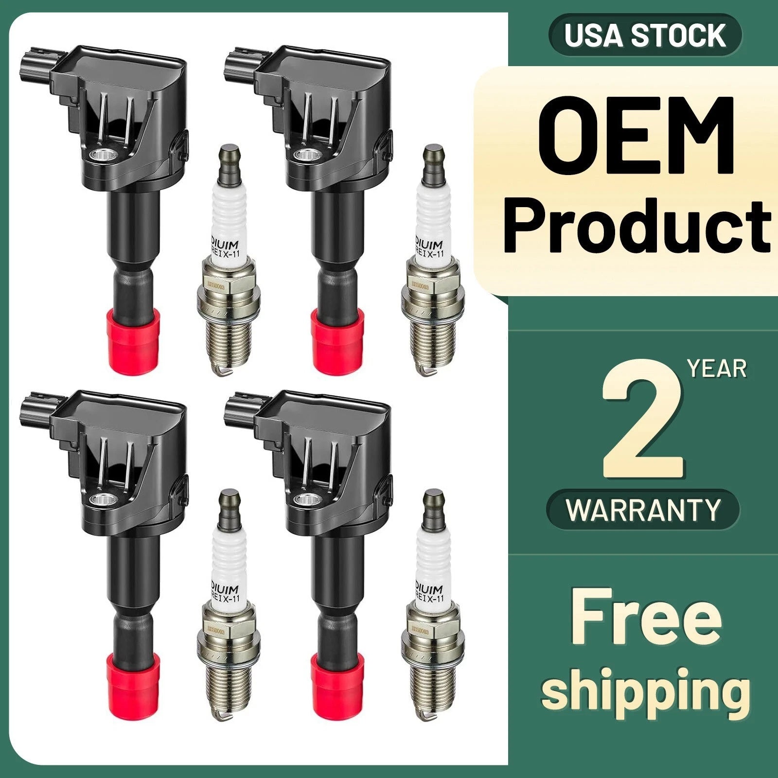 4 Pack Ignition Coils and Spark Plugs for 2006–2008 Honda Fit 1.5L L4