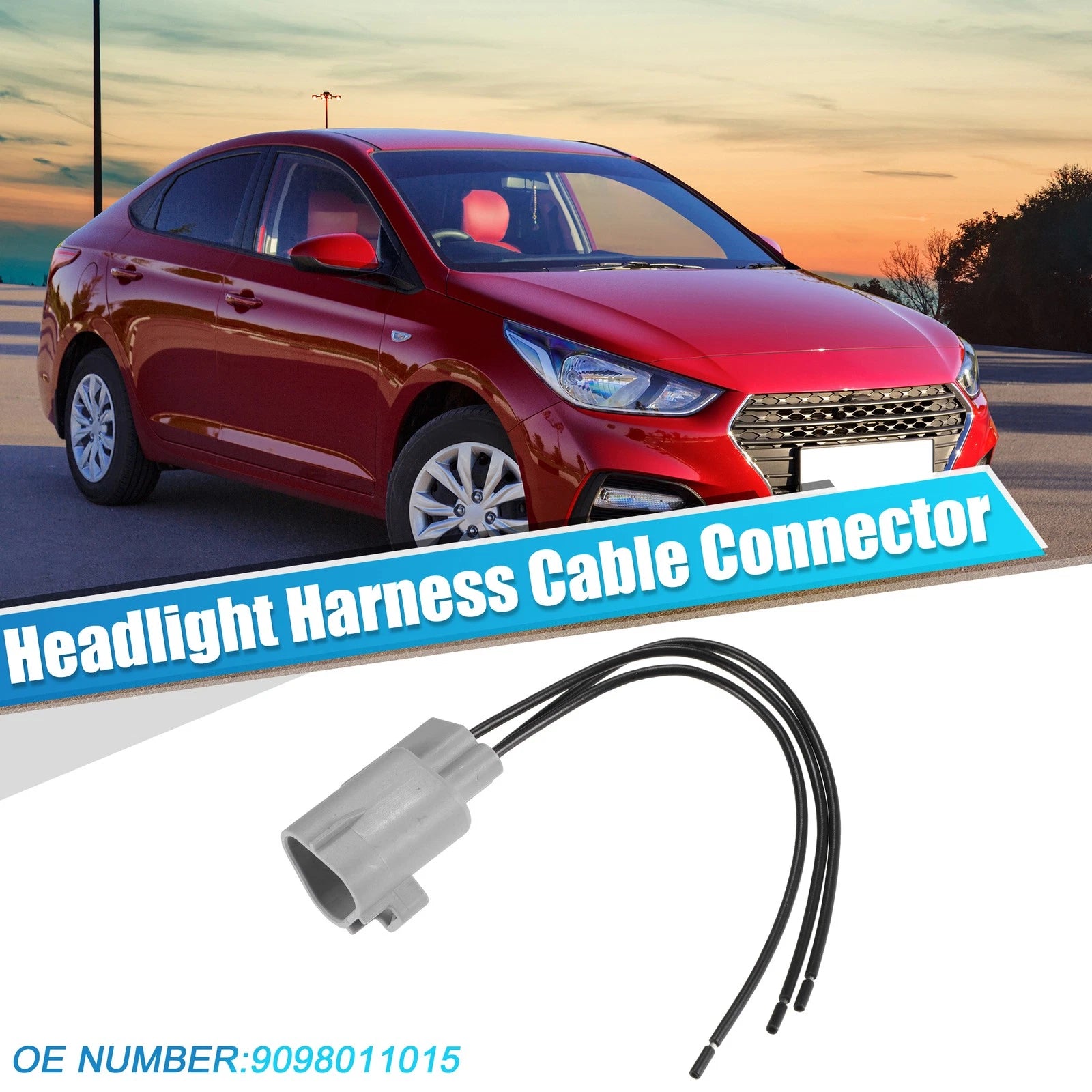 3 Pin Headlight Harness Cable Connector for Toyota Scion (No. 9098011015)