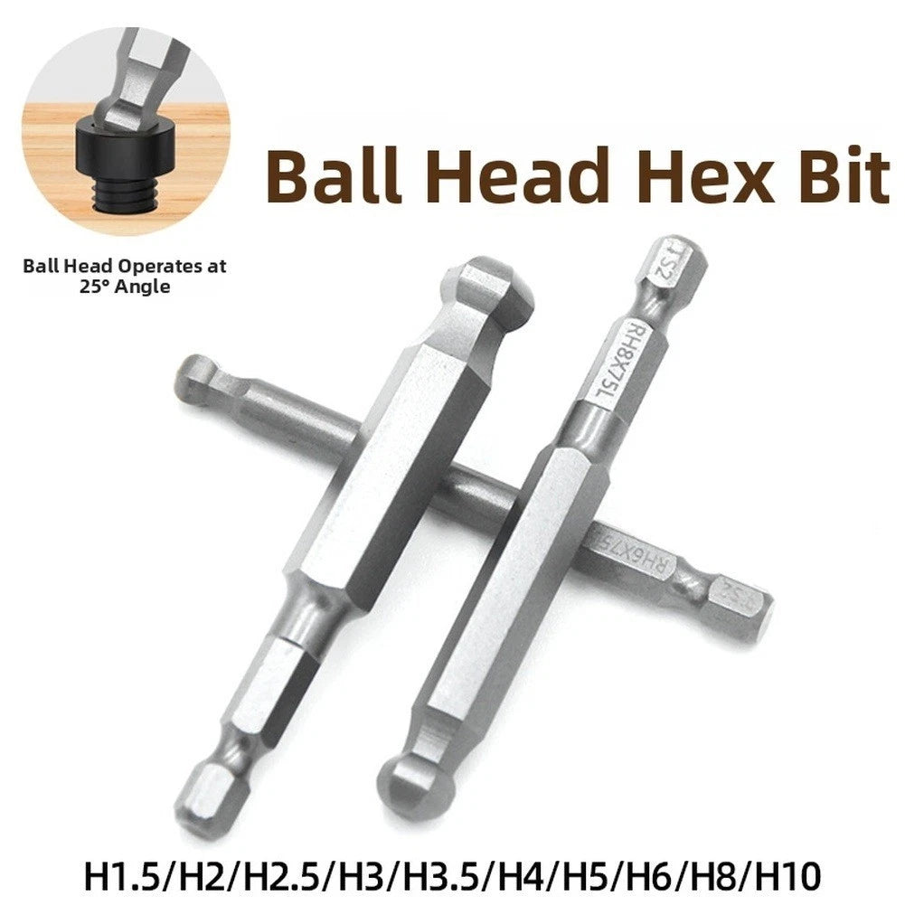 75mm Magnetic Hex Screwdriver Bits Set for Standard 6.35mm Drill Shank