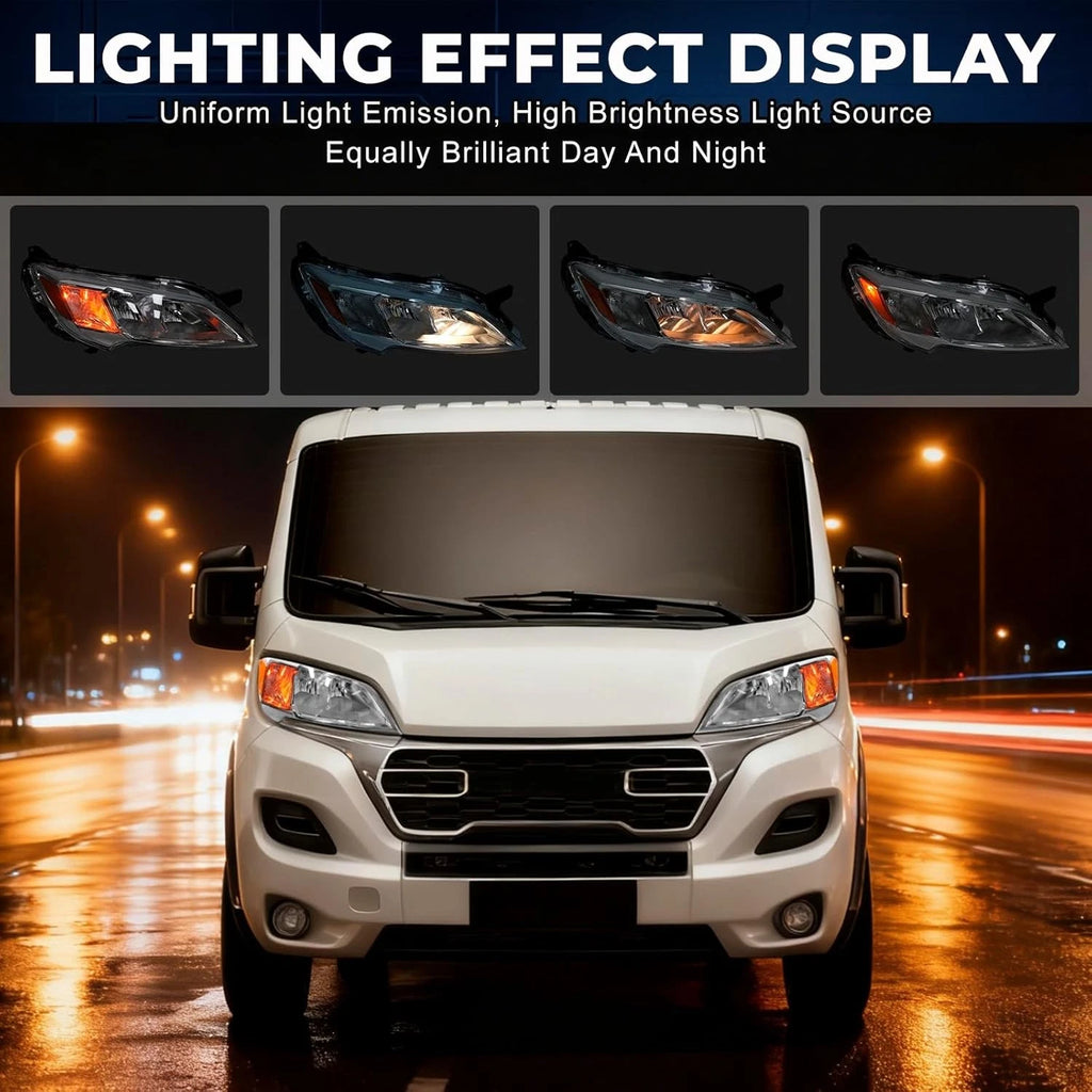 Set of 2 Halogen Headlights for 2023-2026 Dodge Ram Promaster 1500 2500