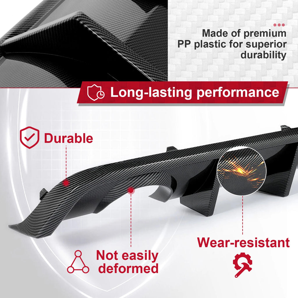 Rear Diffuser for Dodge Charger SRT8 (2012-2014) Carbon Fiber Style