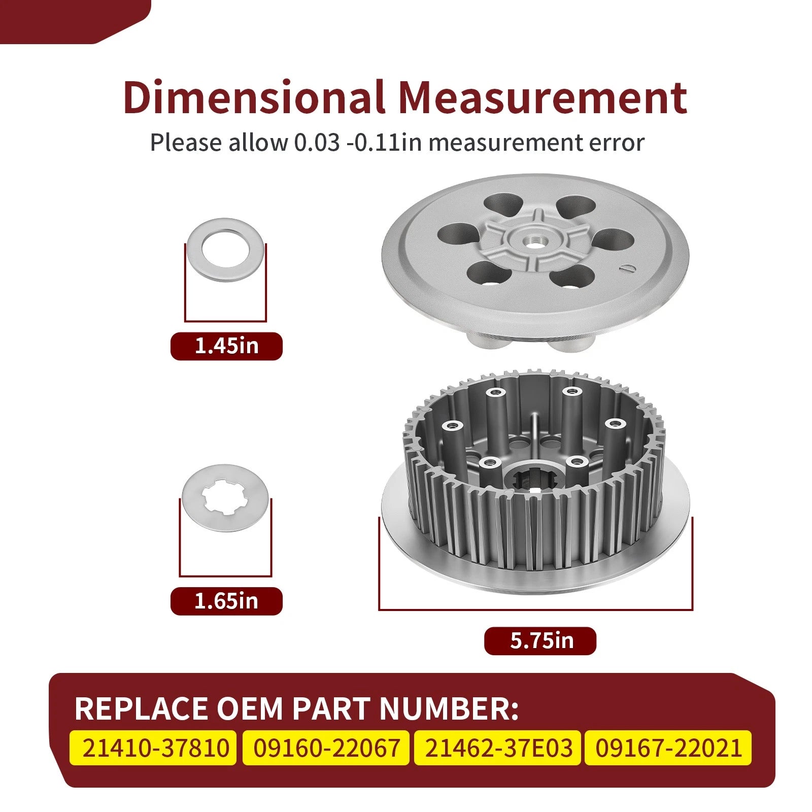 Clutch Center Inner Hub & Outer Pressure Plate Washer for Suzuki RM250 (1996–2006)