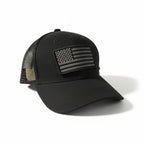 USA American Flag Tactical Cap with Detachable Patch - Black Micro Mesh