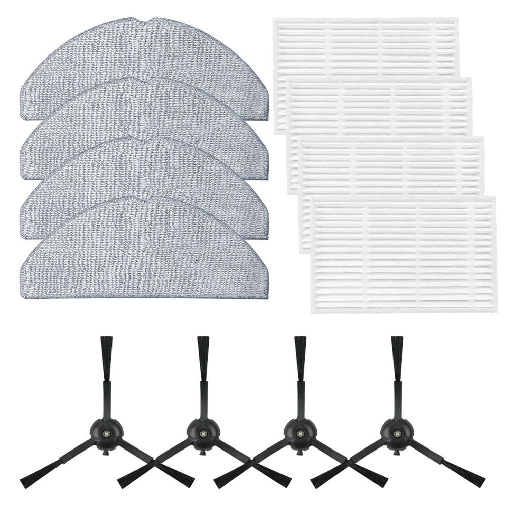 Set of 4 Side Brushes, HEPA Filters & Mop Pads for Lubluelu Robot Vacuum
