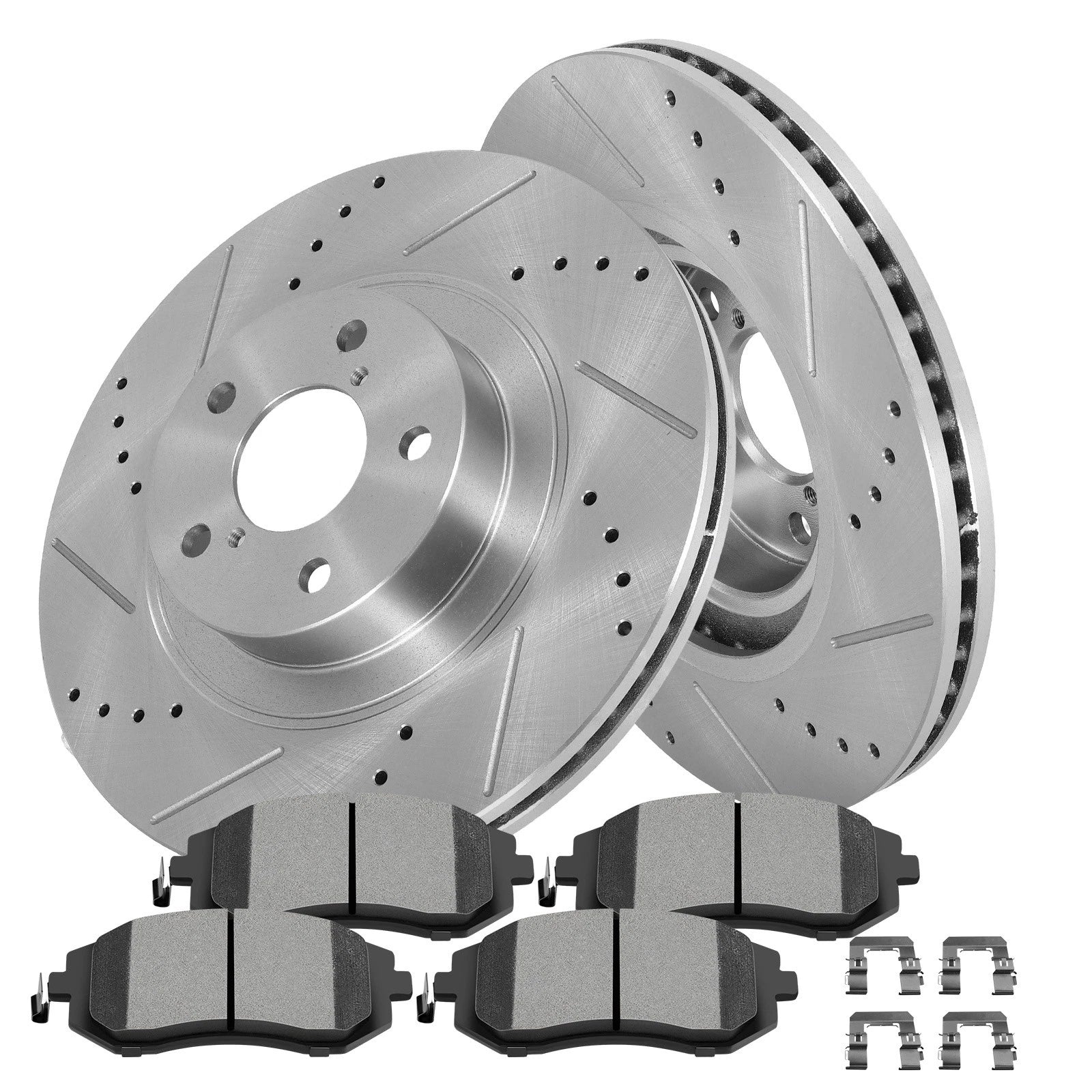 Set of 4 Drilled & Slotted Rotors with Ceramic Pads for Subaru Outback (2010–2012)