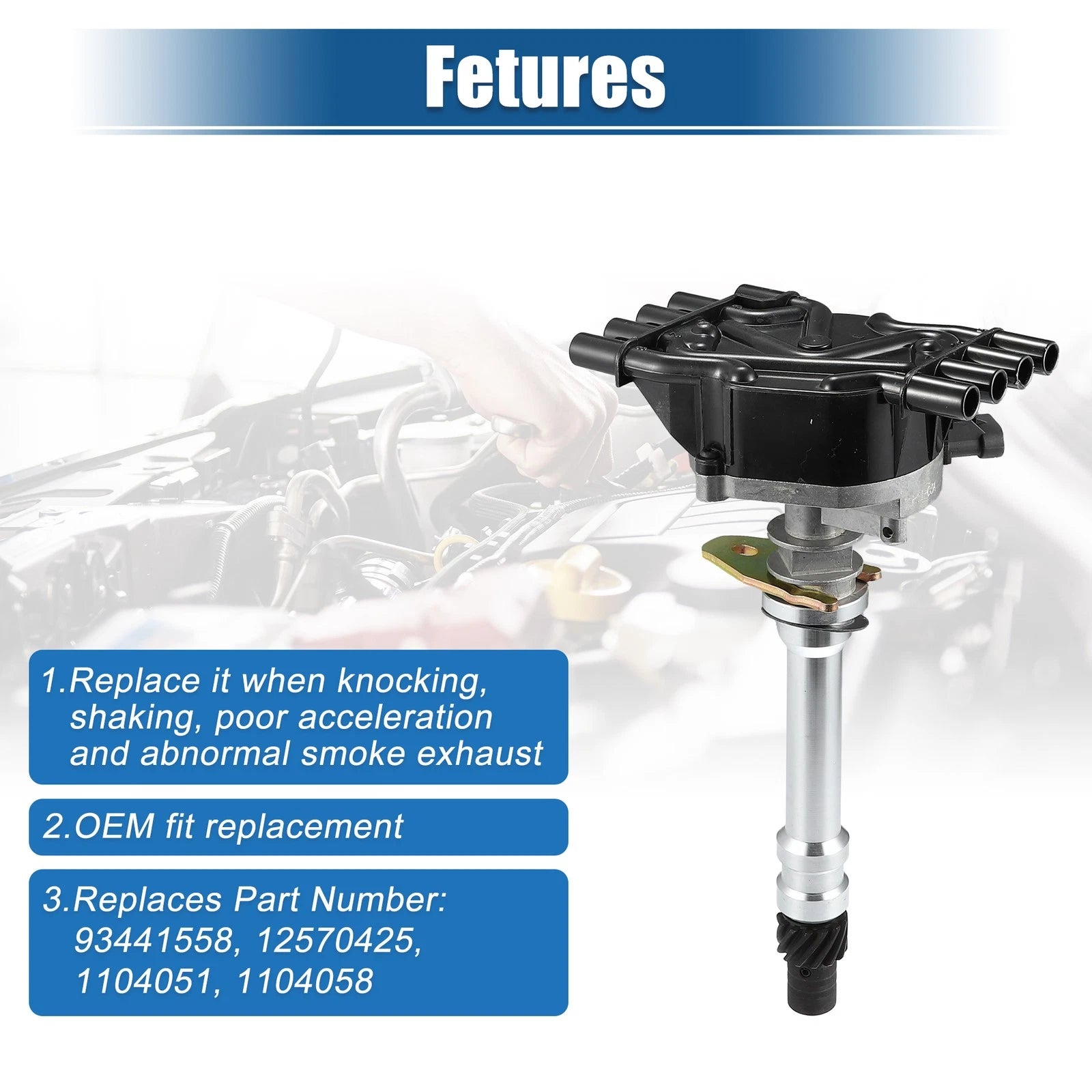Ignition Distributor 93441558 for Cadillac Chevrolet GMC SUV Van V8 (1990–1995)
