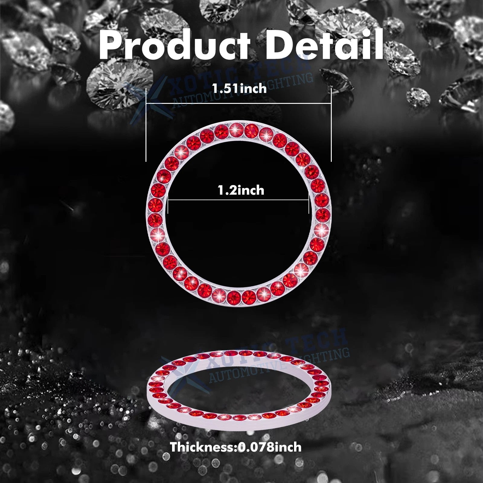Shiny Red Crystal Push to Start Button for Car SUVs Vans (Universal 2000-2025)