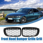 1 Pair Front Hood Bumper Grille Grill for BMW X3 (2014–2017) Diamond Star Black