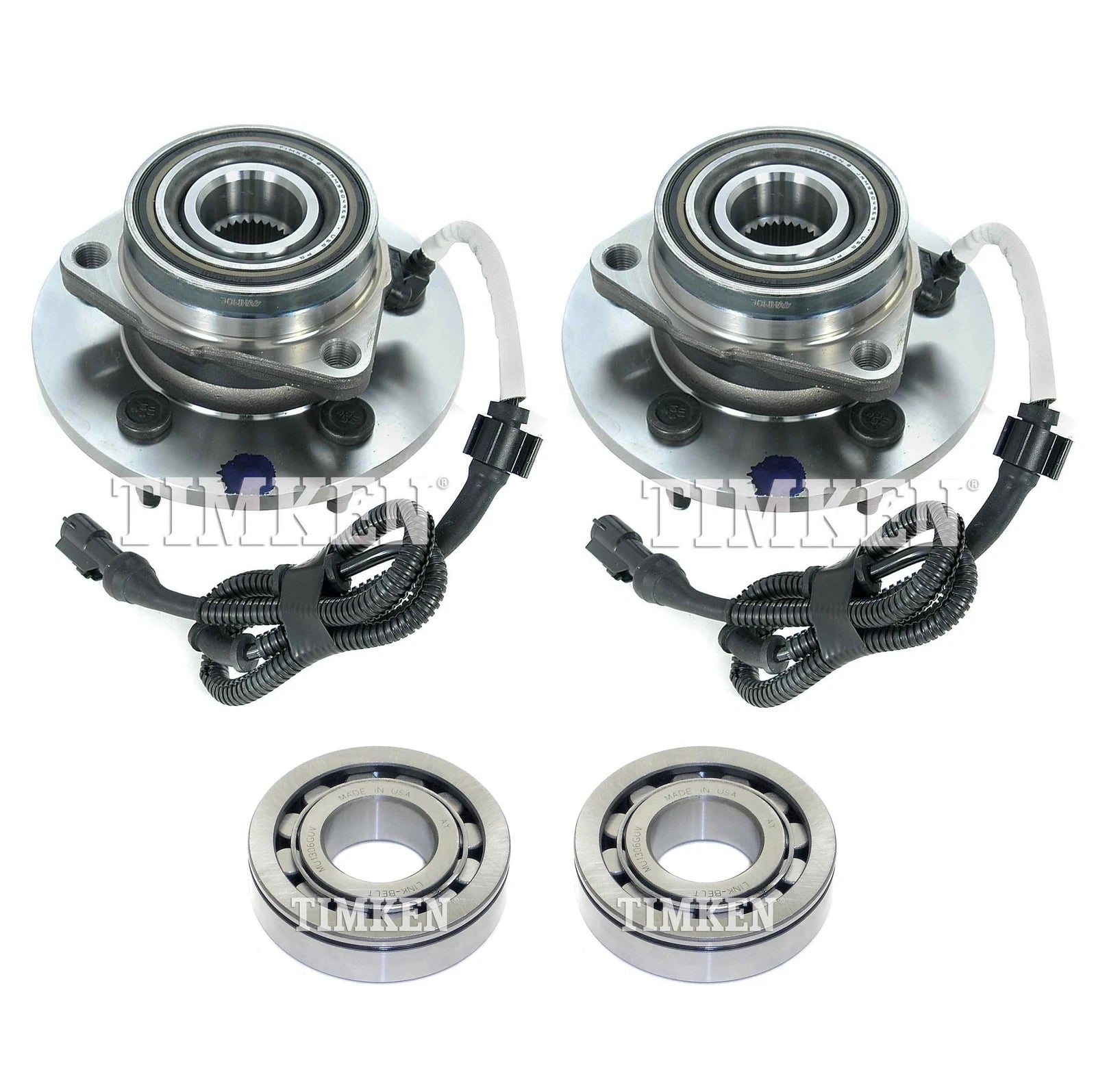 Front and Rear Wheel Bearings & Hubs Kit for Ford Expedition 4WD (1997–1999)