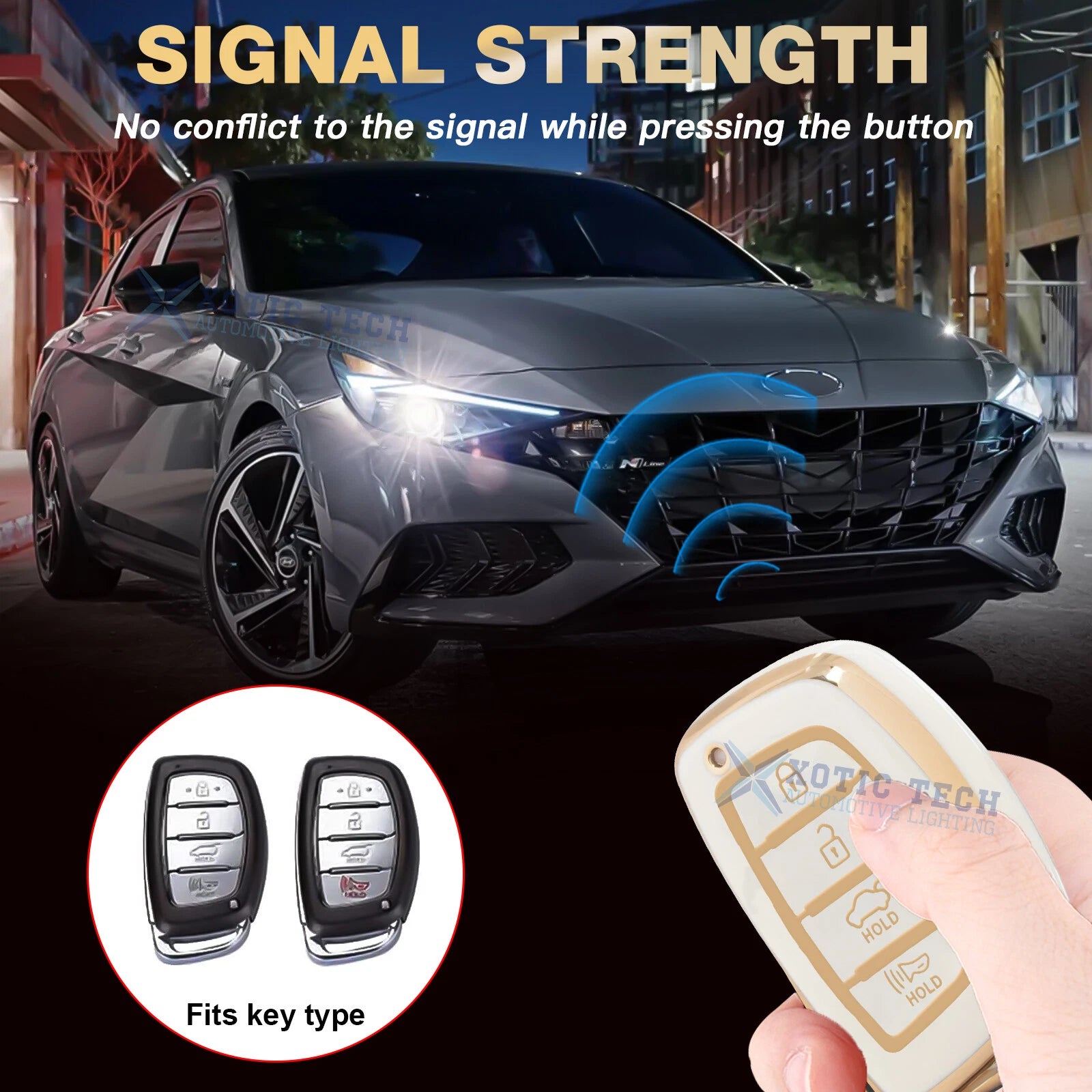 Full Cover Key Fob Case with Keychain for Hyundai (2011-2023)