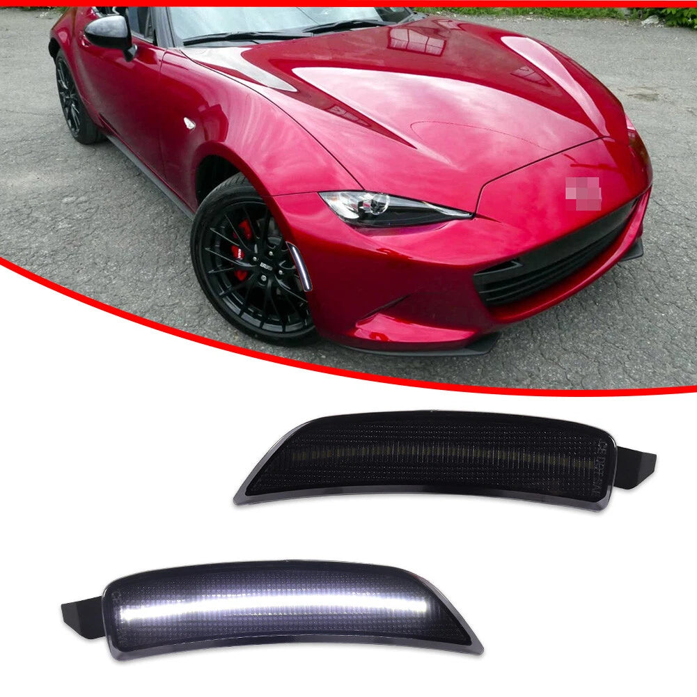 Smoked White LED Front Bumper Side Marker Lights for Mazda MX-5 Miata (2016–2023)