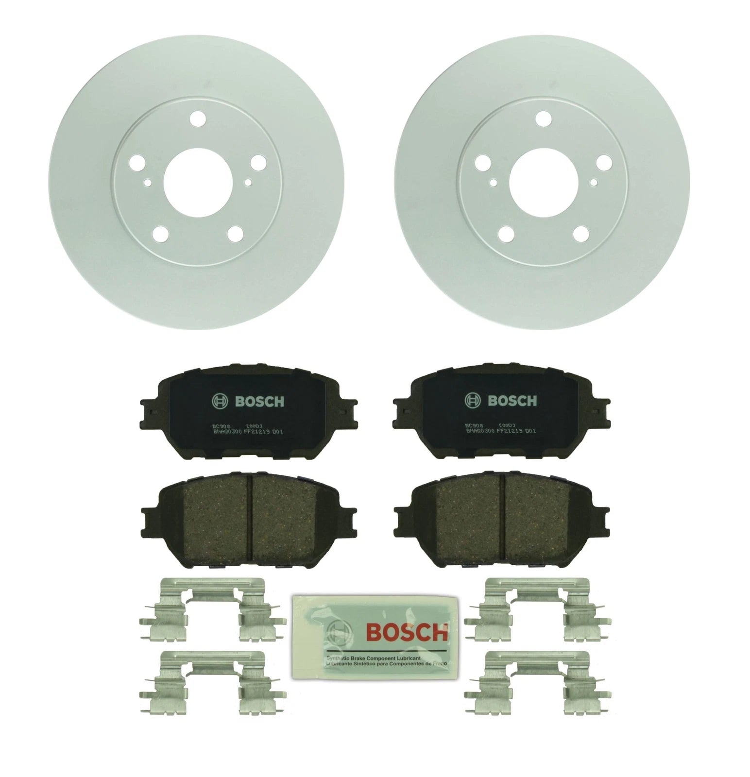 Set of 2 Bosch Front Vented Rotors & Ceramic Brake Pads for Toyota Lexus