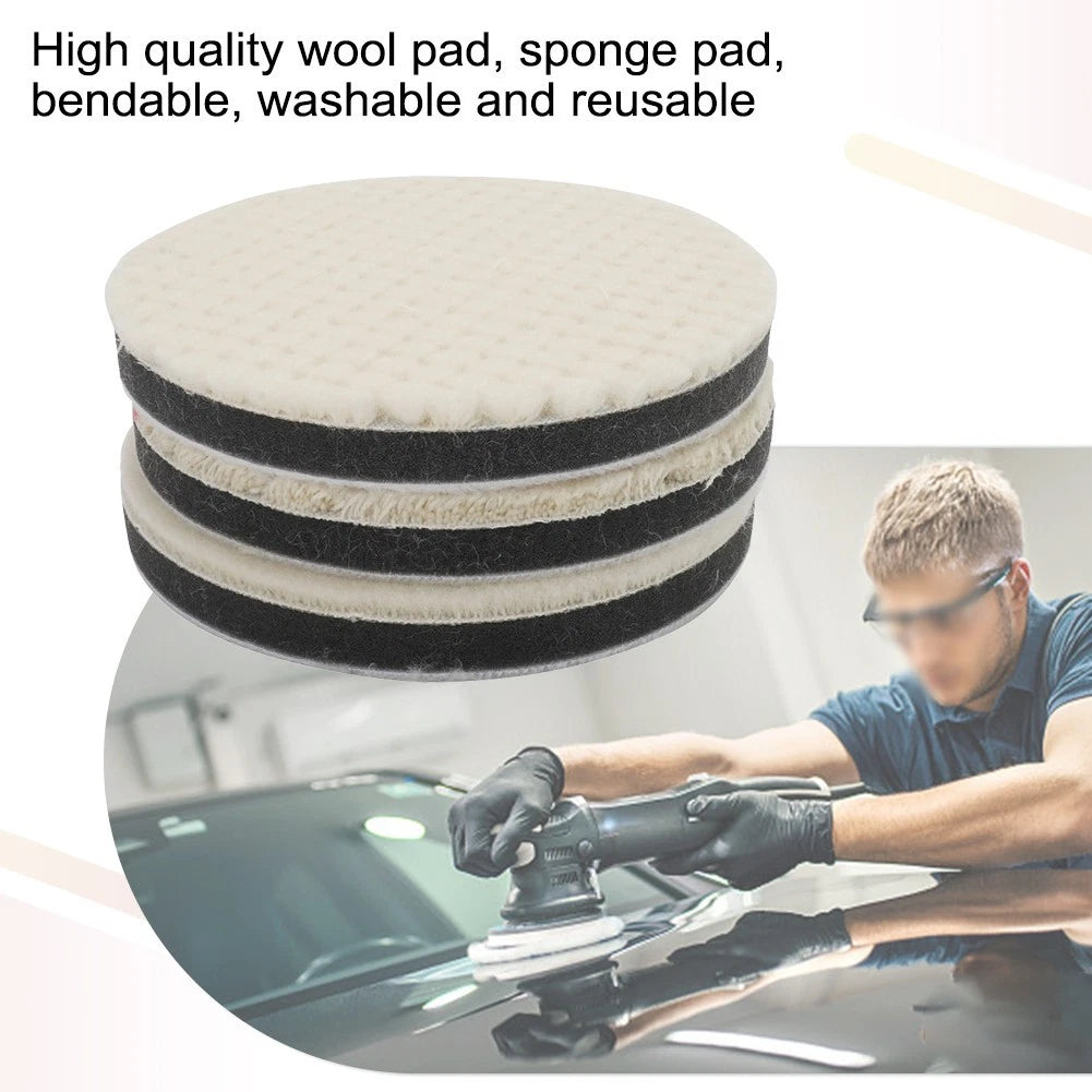3pcs Buffing Wool Polishing Pads for Auto Car Detailing Waxing Polisher