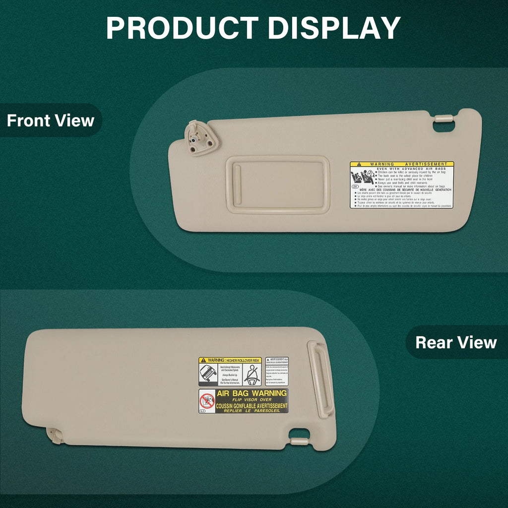 Sun Visor for Toyota Highlander (2004–2007) Driver LH Tan W/O Lamp