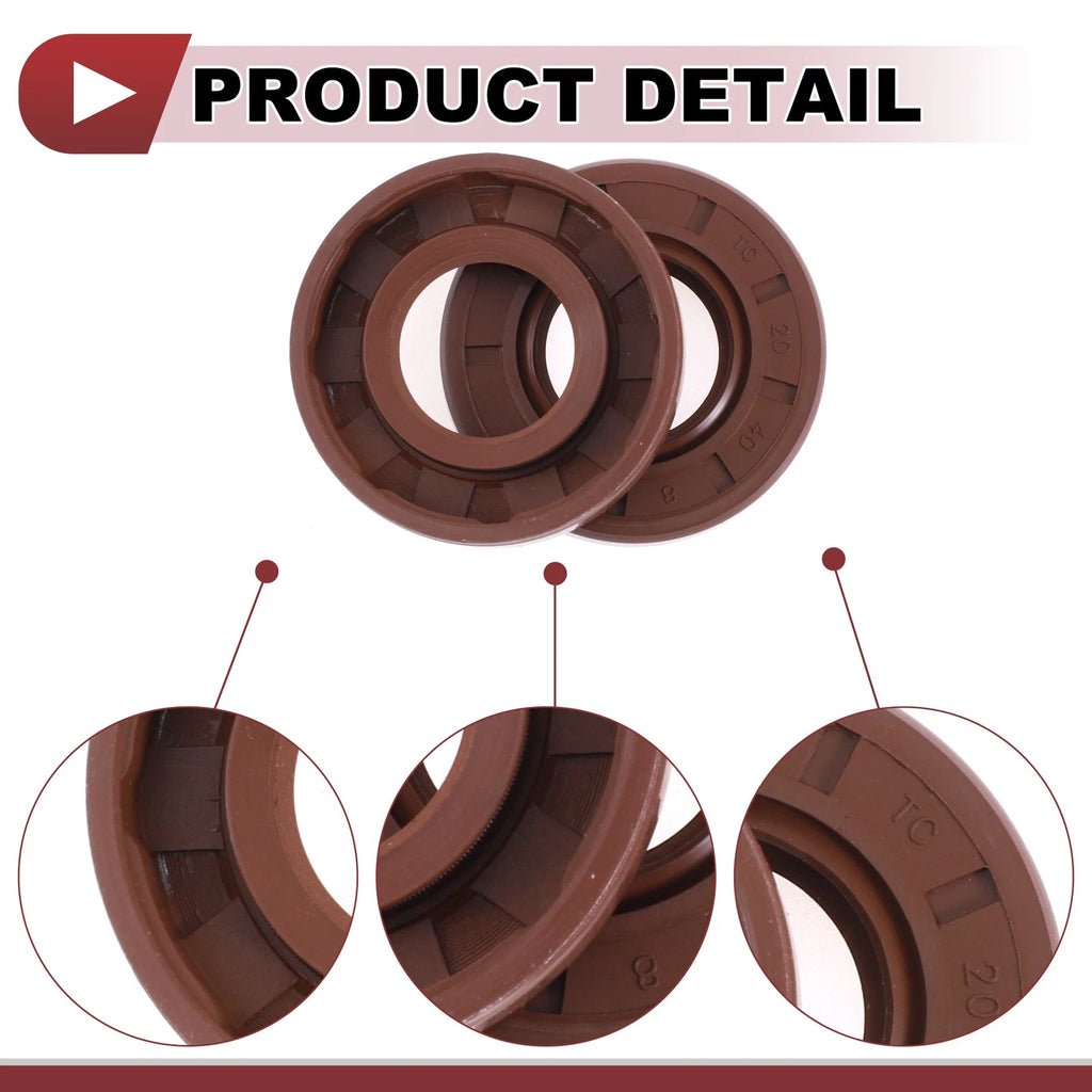 Set of 2 Oil Seal Rotary Shaft Seal FKM Rubber 20x40x8mm