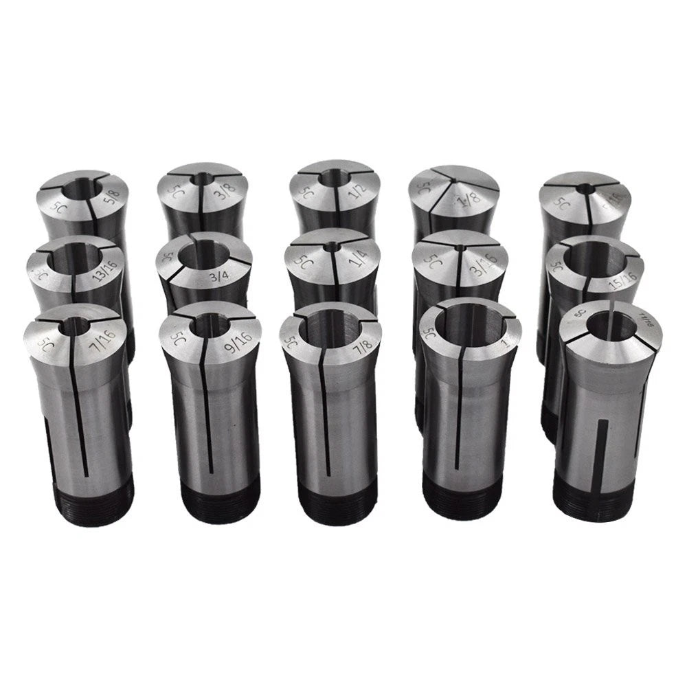 Set of 15 High Precision 5C Round Collets for TIR 0.0005" Capacity