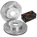 Front Slotted Dimpled Disc Brake Rotors + Pads for Hilux (2008–2016)