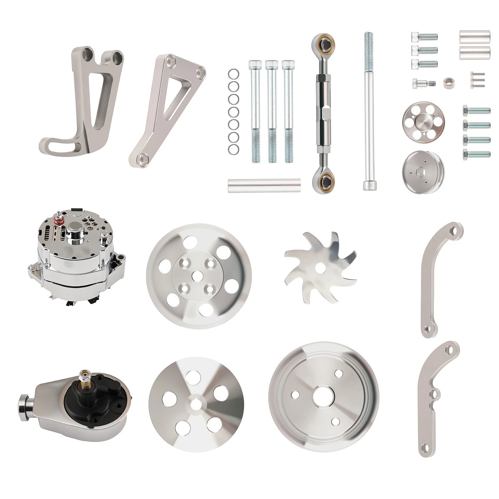 Chrome Power Assembly Kit for Chevy Small Block (1969–1987, 1973–1989)