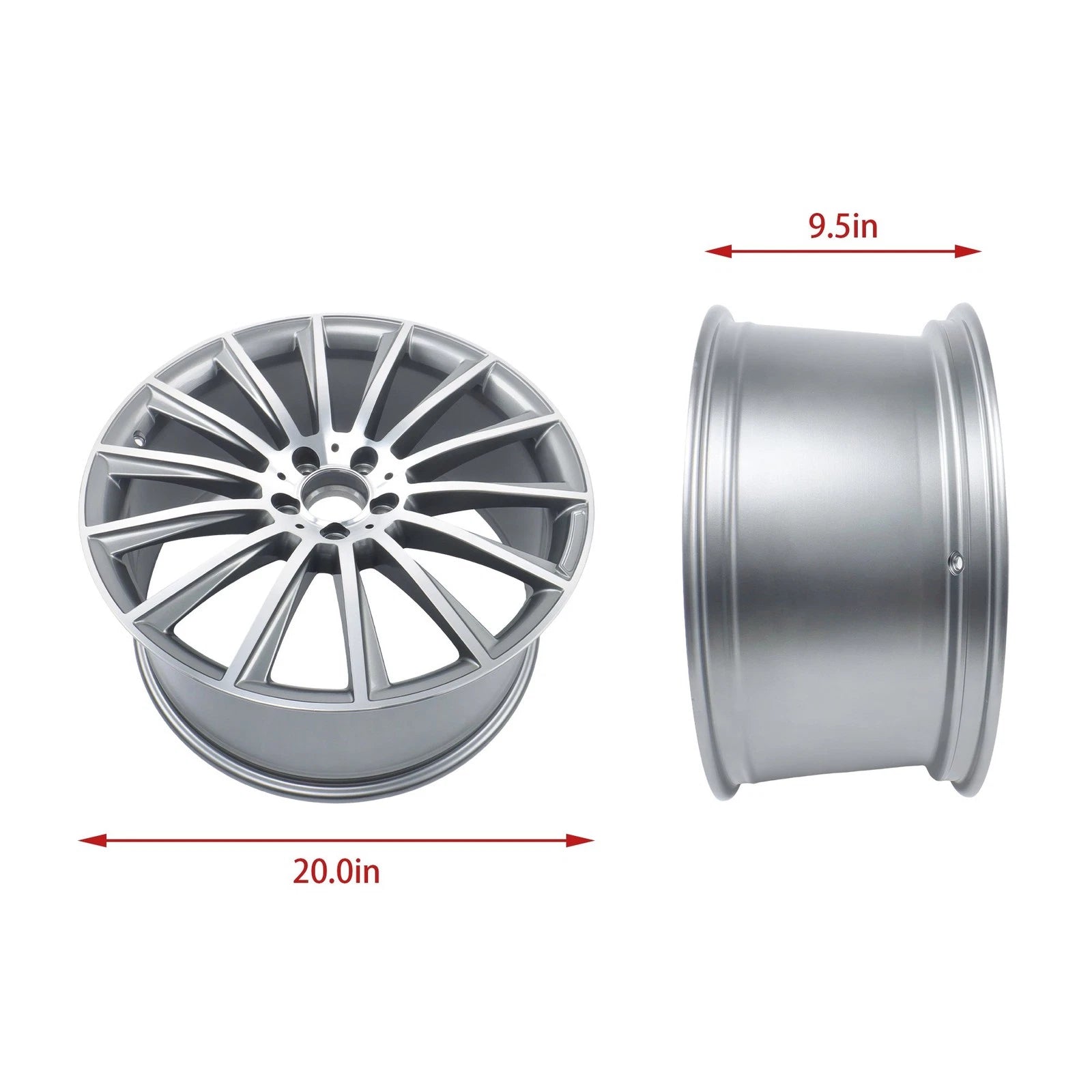 20" x 9.5" Rear Silver Rim Wheel for Mercedes Benz S500 S550 (2014–2021)