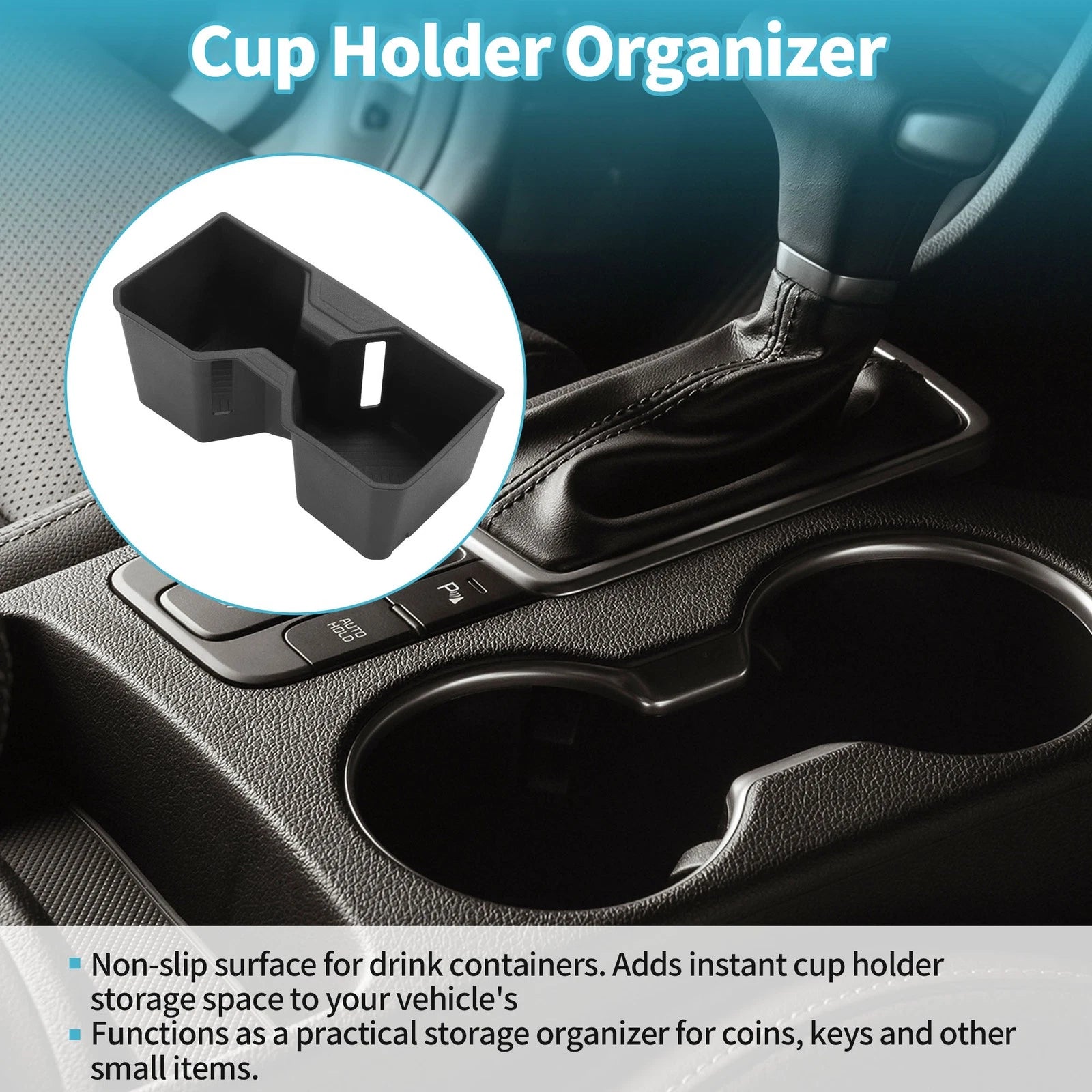 Center Console Cup Holder Organizer for Toyota 4Runner (2025–2026) TPE Black
