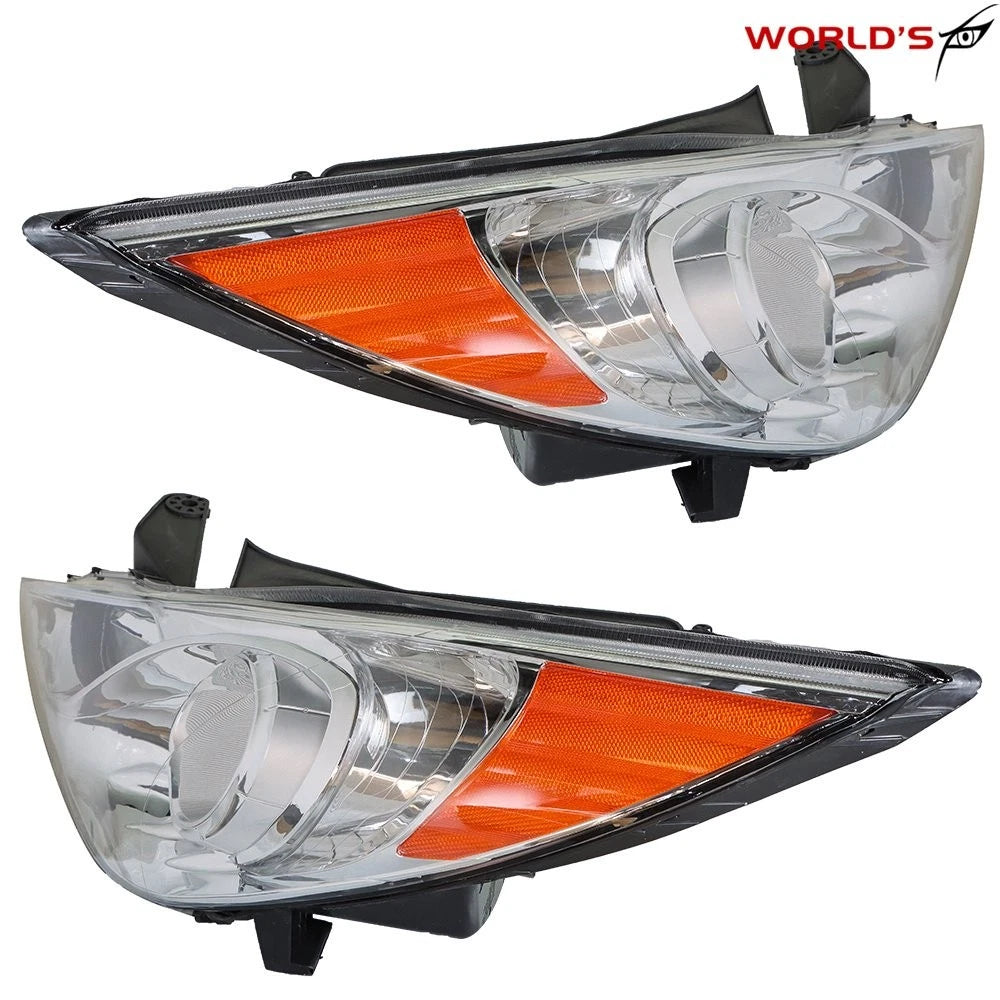 Halogen Headlight Set for Hyundai Sonata (2011–2014) Chrome Trim Amber Corner