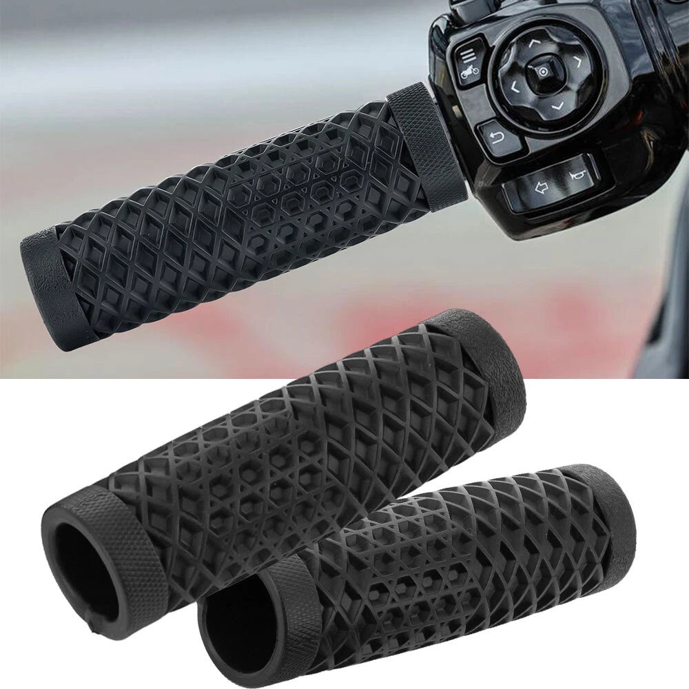 1" Handlebar Grips for Harley Honda Yamaha (CNC, Black)