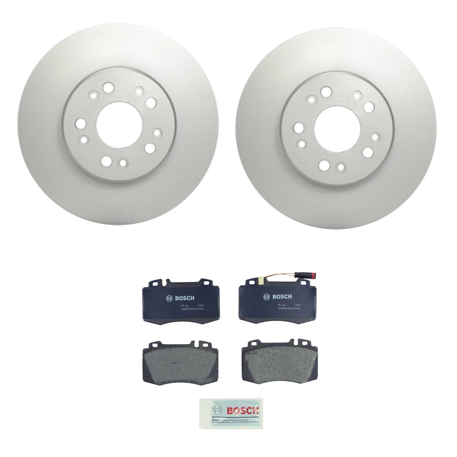 Hella Front Rotors & Bosch QuietCast Disc Brake Pads Kit for W140 CL500 (1992–1999)
