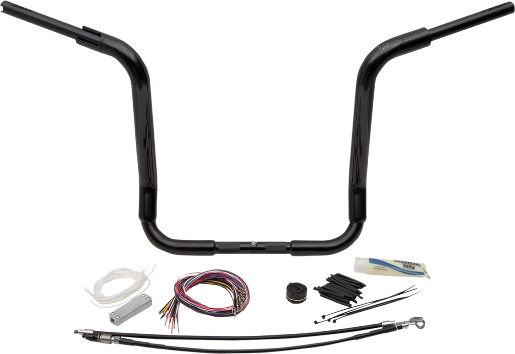 1-1/2" EZ Install Rounded Top Handlebar Kit for Harley (16", Black)