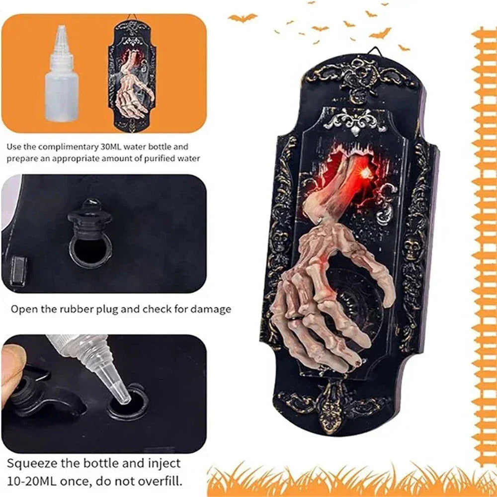 Halloween Spray Doorbell Scary Sound LED Red Light for Outdoor Decoration