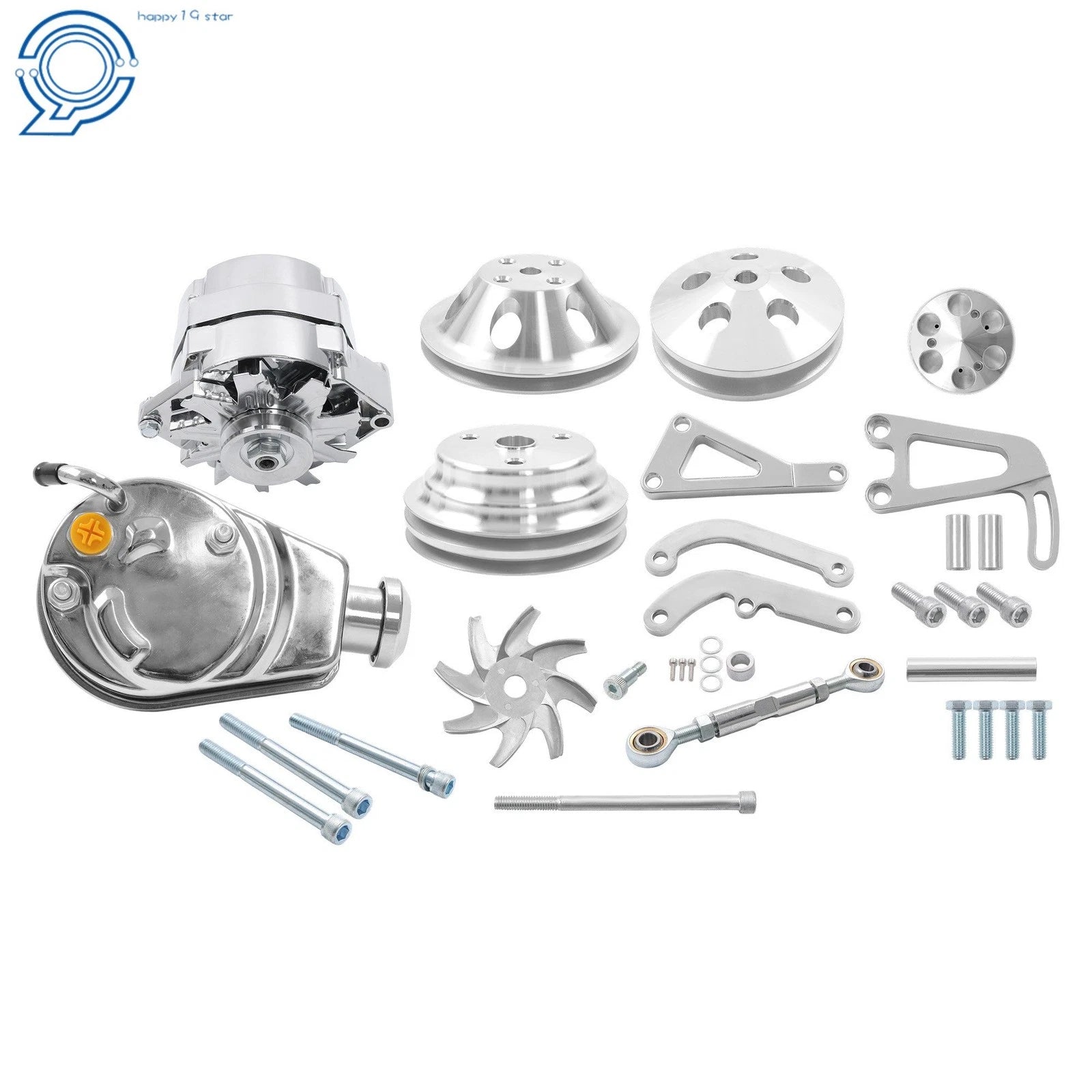Pulley and Bracket Kit for Chevy SBC (Long Water Pump)