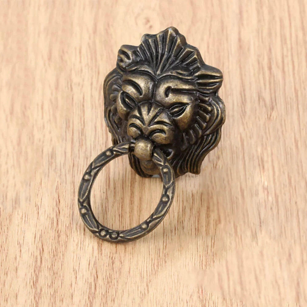 2X Vintage Lion Head Knob Pull Handle for Furniture Drawer Cabinet