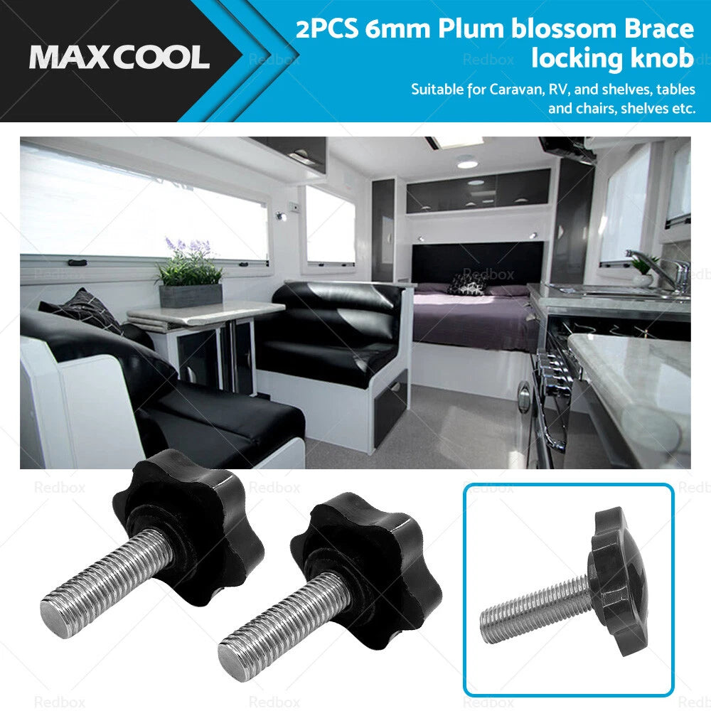 Pair of 6mm Awning Locking Knobs for Caravan RV