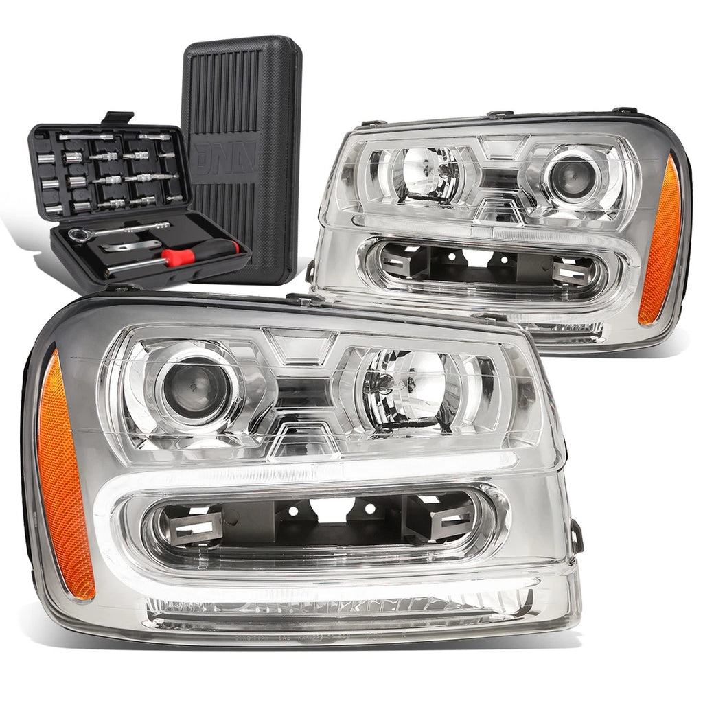 Chrome Amber Signal Projector Headlight for Chevy Trailblazer (2002–2009)