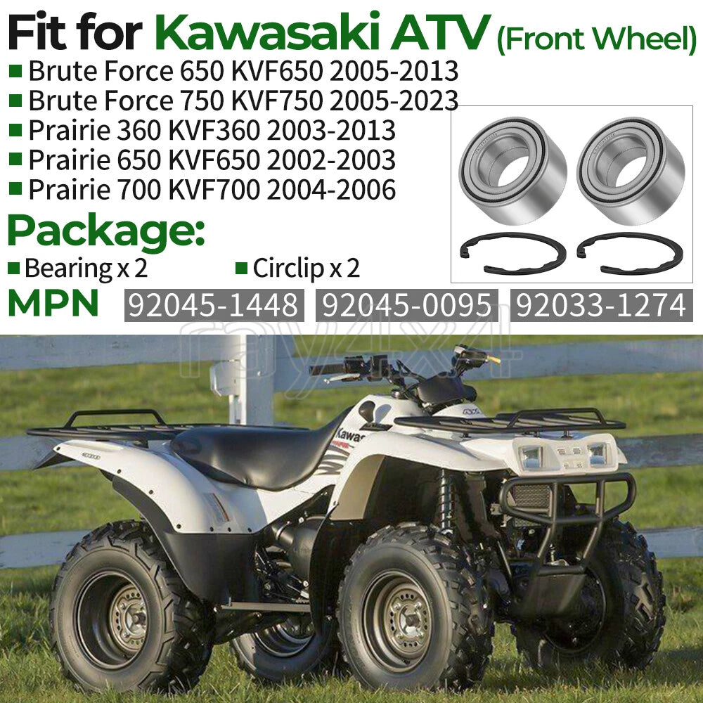 Front Wheel Bearing for Kawasaki Prairie Brute Force KVF650 KVF750 KVF360 KVF700 (2000–2023)