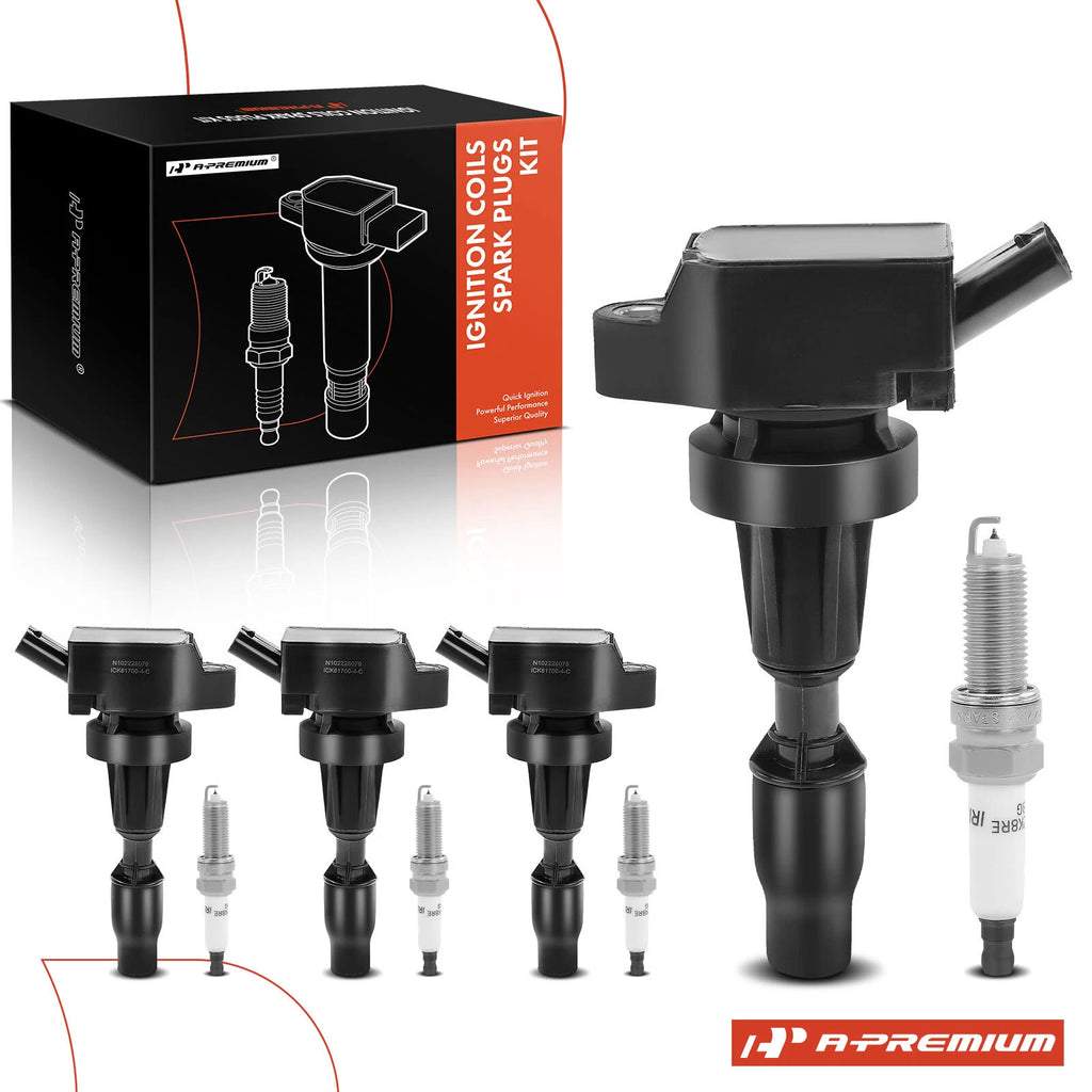 Set of 4 Ignition Coils & Iridium Spark Plugs for Hyundai Elantra (2017–2019)