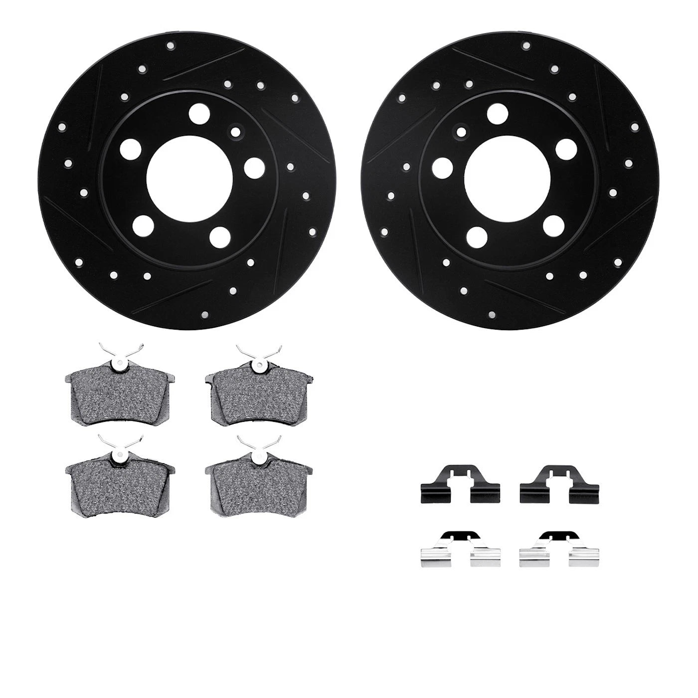 Set of 2 Brake Disc and Pad Kits for VW Golf