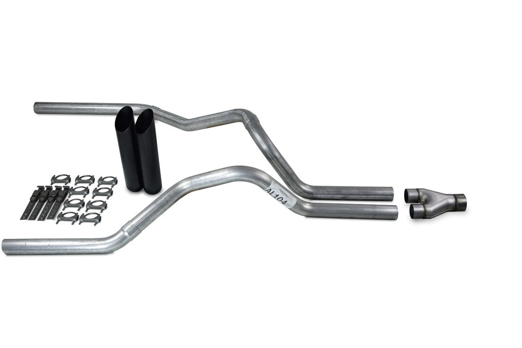 Dual Exhaust Kit for Ford F-150 (1987–1997) - 2.5" Y Pipe, Black Tips