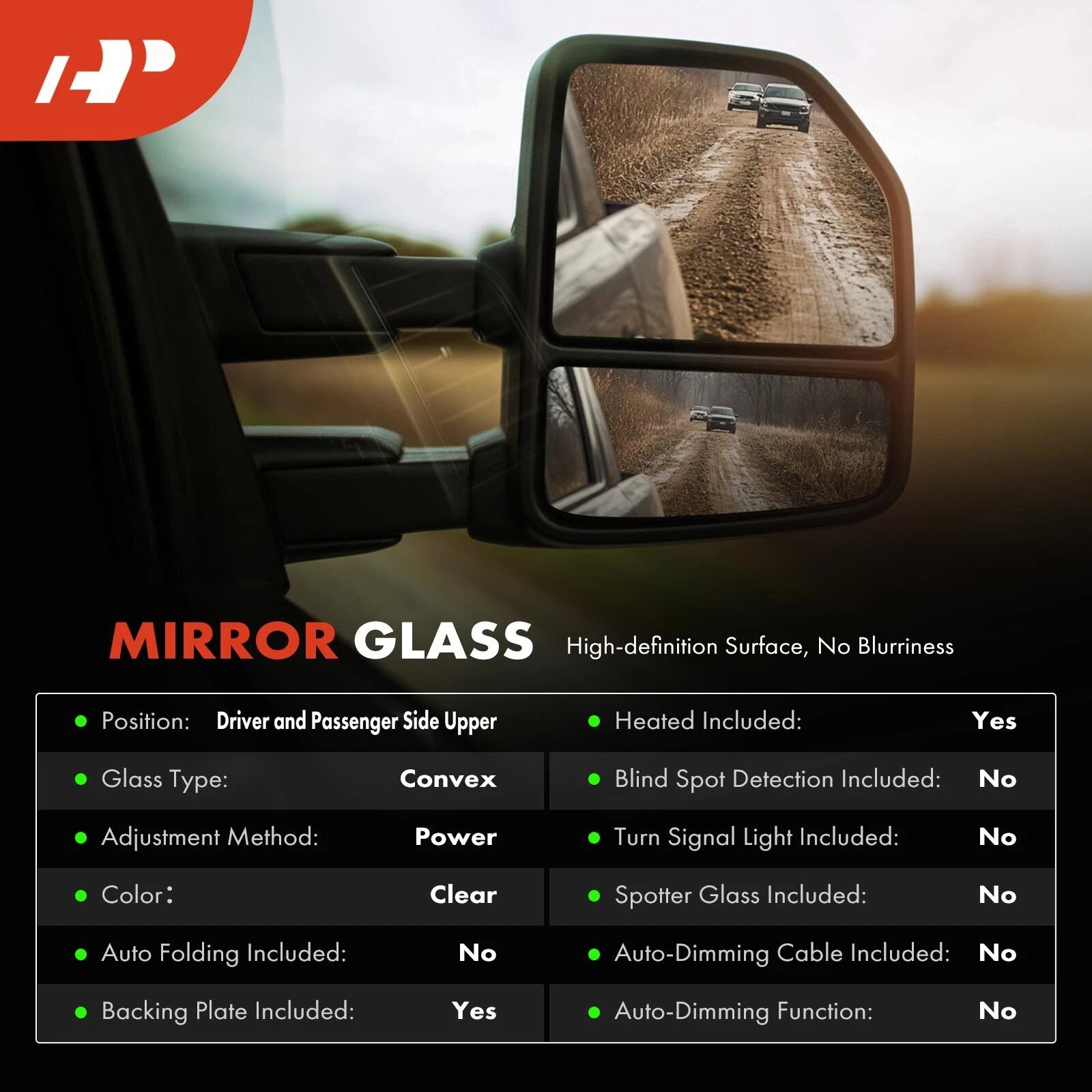 2X Heated Power Mirror Glass for Ford Transit-150 250 (2015–2020)