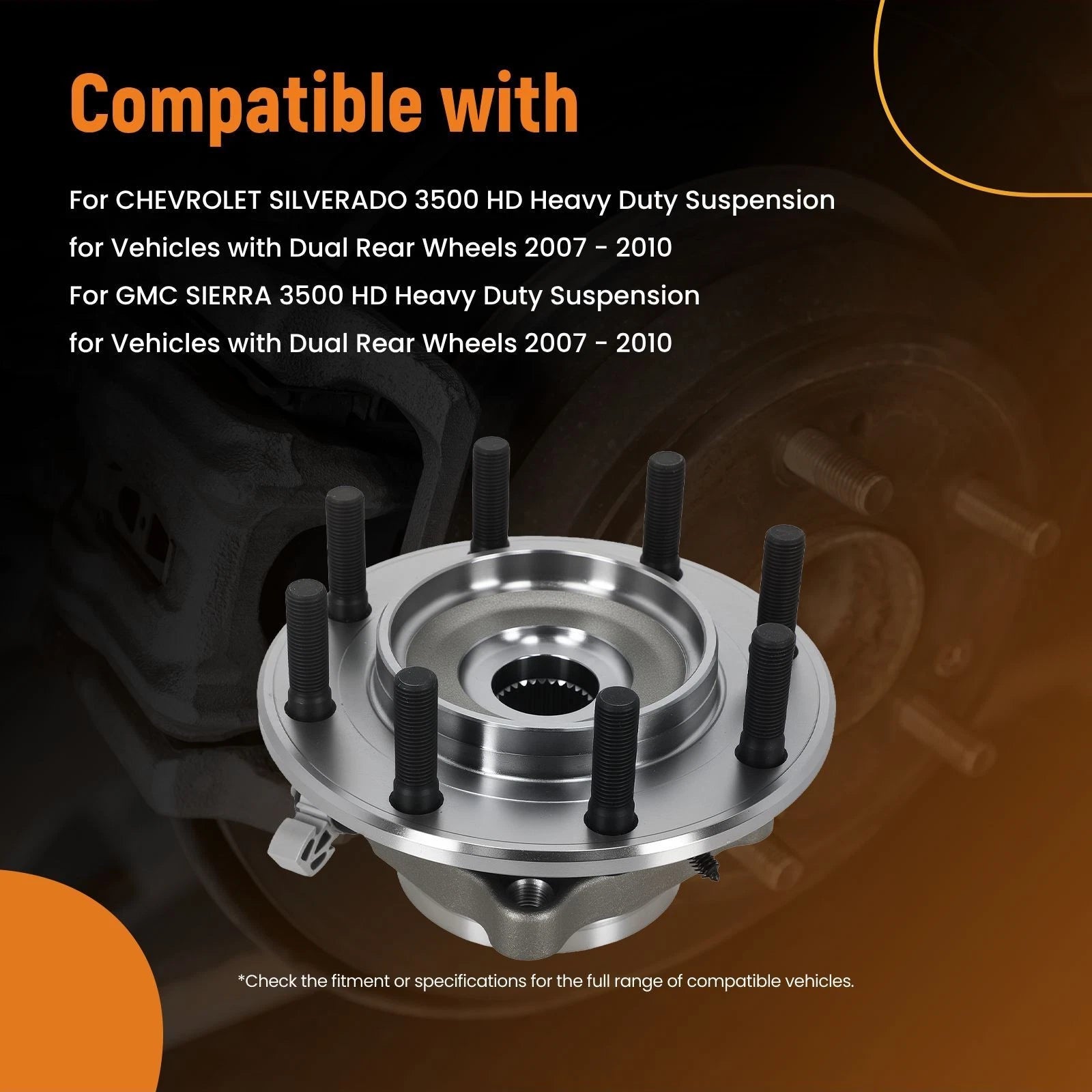2X Front Wheel Hub & Bearing for GMC Sierra 3500 HD (2007-2010)