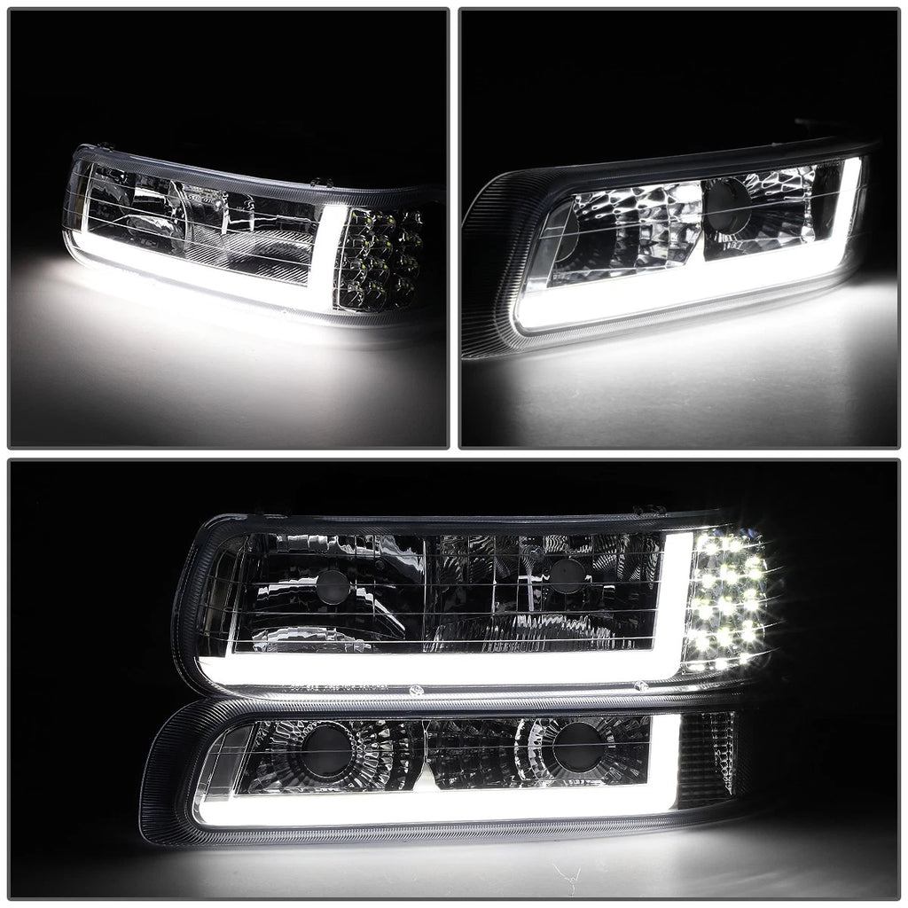 LED DRL Chrome Clear Side Headlight Bumper Lamp for Silverado (1999–2002)