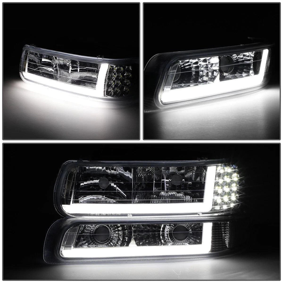LED DRL Chrome Clear Side Headlight Bumper Lamp for Silverado (1999–2002)
