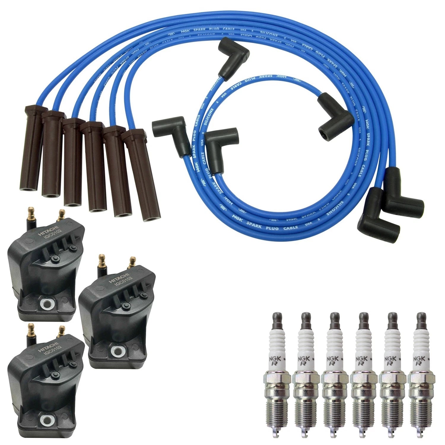 Set of 3 Ignition Coils & NGK 6 V-Power Spark Plugs for Venture V6 (1997–2005)
