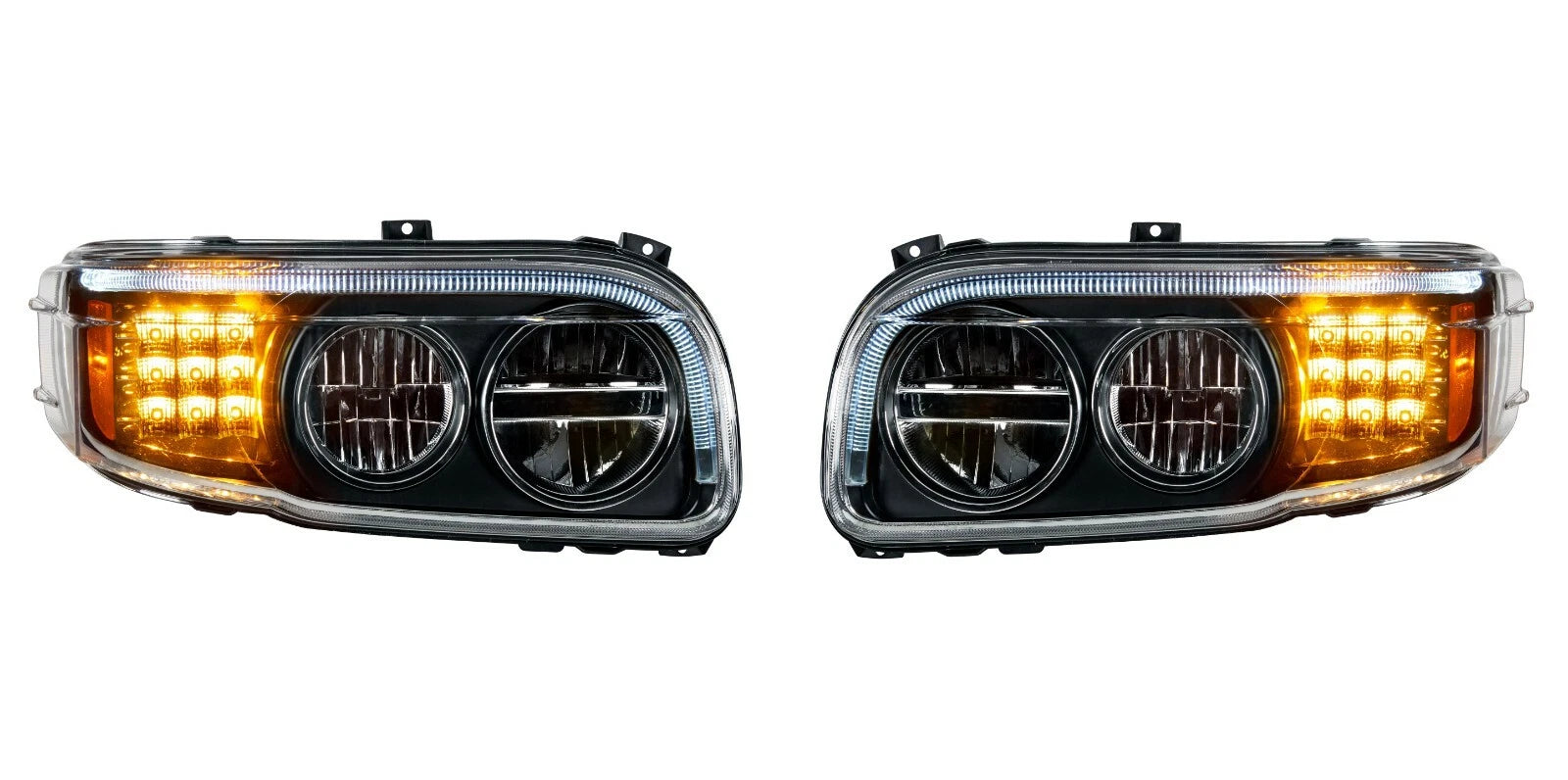 Premium Blackout LED Headlights w LED DRL Turn for Peterbilt 388 389 (2015–2025)