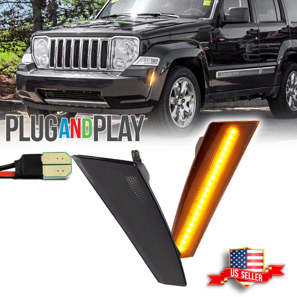 Smoked Lens Amber LED Side Marker Lights for Jeep Liberty (2008–2012)